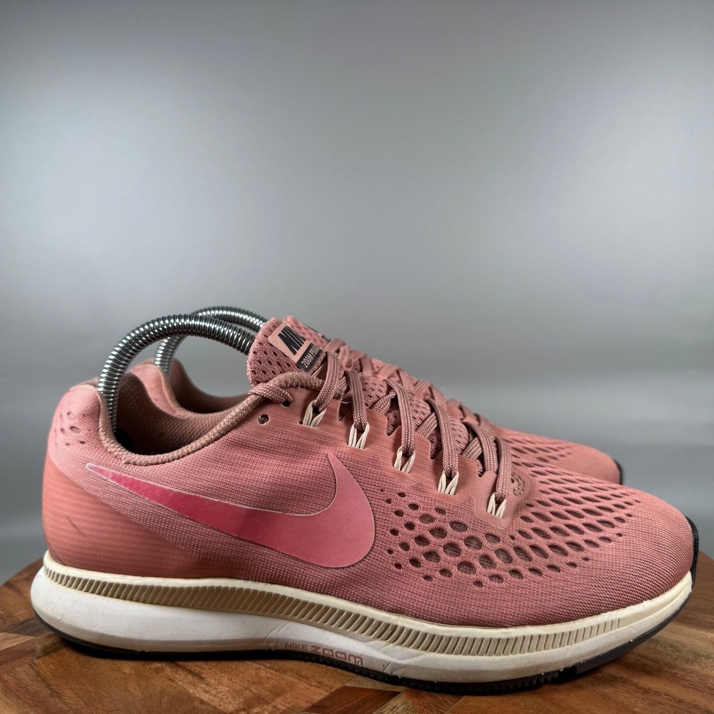 Nike‎ Air Zoom Pegasus 34 Womens 8.5 Running Shoes Rust Pink White 880561-606